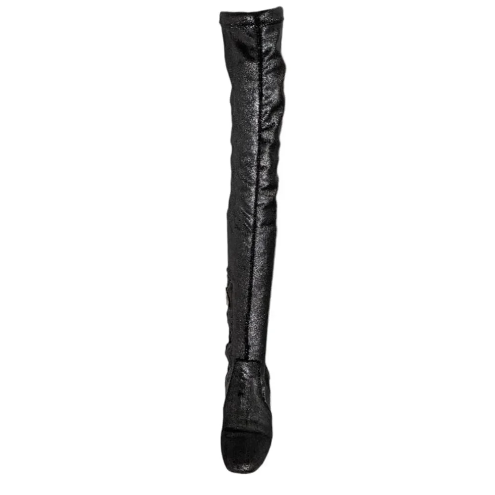 CHIARA FERRAGNI Metallic Glitter Love Stretch Over the Knee Boots 38